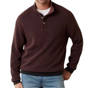 NWT Tommy Bahama Men's Snap Front Crewneck Cotton Sweater Wine Heather Size XL